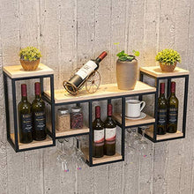 JHGJBJ Cremagliera di Vetro di Vino Vino Rack di Legno Ferro battuto Solido a Parete Wine Rack Bicchiere di Vino Creativo a Testa in Giù espositore