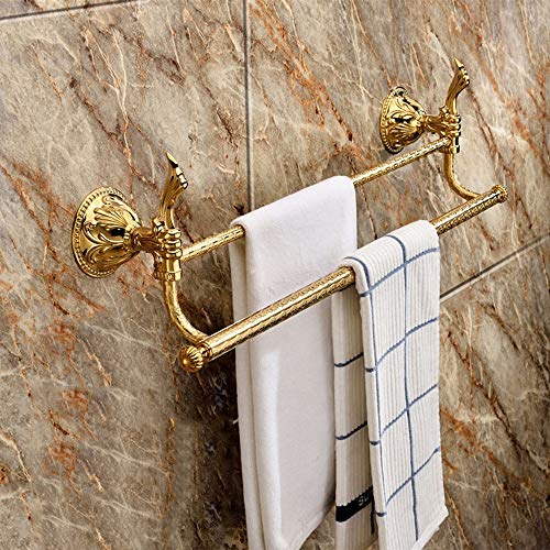 MBYW Portasciugamani Moderno Portasciugamani Elegante per Il Portasciugamani in Oro Placcato Rame Completo portasciugamani Classico in Titanio con Doppio portasciugamani in Stile Europeo