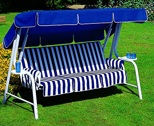 ARREDinITALY - Dondolo 4 posti con Struttura in Metallo e Cuscini Fantasia 70 - Struttura Bianco - 100% Made in Italy