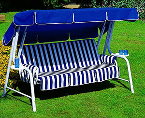 ARREDinITALY - Dondolo 4 posti con Struttura in Metallo e Cuscini Fantasia 70 - Struttura Bianco - 100% Made in Italy