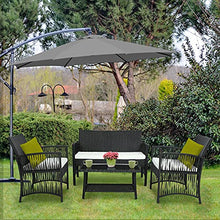 GARTIO Set da Giardino, Set di Mobili in PE Rattan, con Tavolino in Vetro, 1 Divano a Due Posti e 2 Poltrona, con Cuscini, per Giardino, Terrazza e Balcone