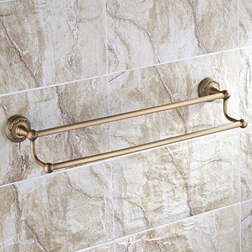 MBYW Portasciugamani Moderno Portasciugamani Elegante per Il Bagno di Moda Portasciugamani Antico in Rame Doppio Asciugamano attaccato portasciugamani Intagliato Ciondolo Stile Europeo (BDB9), 60cm