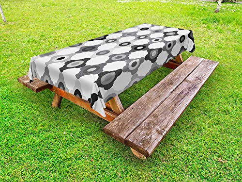 ABAKUHAUS Astratto Tovaglia da Esterno, Surreale Forme Geometriche, Tovaglia da Picnic Lavabile Decorativa, 145 cm x 265 cm, Carbonella Grey Dimgray