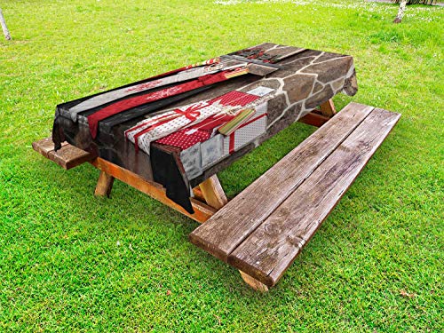 ABAKUHAUS Camino Tovaglia da Esterno, Calze e Confezioni Regalo, Tovaglia da Picnic Lavabile Decorativa, 145 cm x 305 cm, Multicolore
