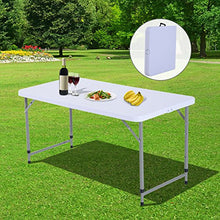 Outsunny Tavolo da Giardino Picnic Campeggio Pieghevole Portatile Regolabile in PE Acciaio 122 x 61x 59/74cm
