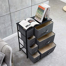 MissZZ Cassettiera con 4 cassetti Credenza da Soggiorno Tavolino con cassetti per Scuola Materna Camera da Letto Guardaroba Cameretta Giochi per Bambini Giocattolo Tessuto Antracite Finitura Nera P