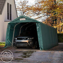 TOOLPORT Tenda Garage 3,3 x 7,2m Tenda per Il Bestiame Tenda Capannone in PVC ca. 550 g/m² e Stabile Costruzione in Acciaio Verde