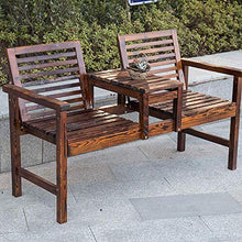 GaoF Panca retrò da Giardino da 55 Pollici, Retro Panca in Legno massello anticorrosivo, Doppio tavolino da caffè, Schienale con braccioli, Sedia da Portico per Panca da
