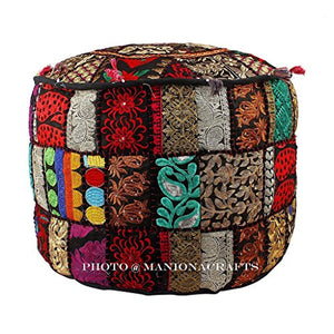 Tradizionale decorativo ottomano confortevole cuscino da pavimento copertura sgabello cuscino decorato con ricamo & patchwork