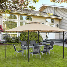 Outsunny Gazebo Pergola da Esterno o Giardino in Metallo con Doppio Tettuccio e Telo Estraibile Marrone Chiaro 3x3m