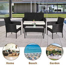 Shuishui - Set di mobili da giardino per soggiorno, balcone, 4 pezzi, colore: Nero