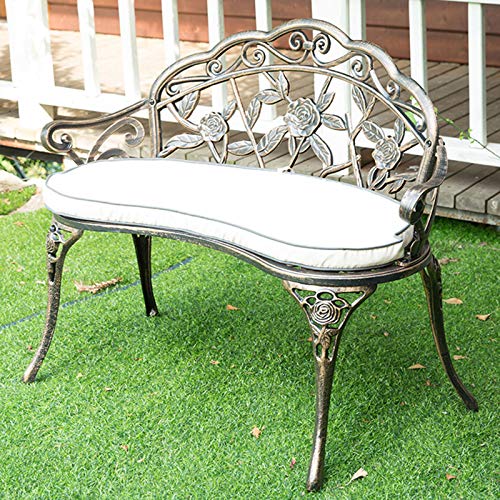 outdoor furniture Panchina da Giardino panchina da Giardino, Portico da Esterno 100 cm Panca Schienale con Decorazione Rosa Standard Americano, Sedile in Alluminio pressofuso anticorrosivo