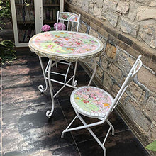 household items 3 Pezzi di Balcone taverna Set Balcone Esterno Combinazione Tavolo e Sedia per Il Tempo Libero, 1 Tavolo in Metallo e 2 sedie Pieghevoli da Giardino, per Camera da Letto/Studio/Villa