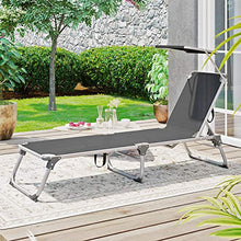 SONGMICS Lettino Prendisole, Sdraio Pieghevole e Leggera, con Parasole e Schienale Reclinabile, 55 x 193 x 31 cm, Max Portata 150 kg, per Giardino Terrazzo Balcone, Grigio GCB19WGV1