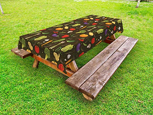 ABAKUHAUS Agricoltura Tovaglia da Esterno, Sano Verdure Immagine, Tovaglia da Picnic Lavabile Decorativa, 145 cm x 210 cm, Verde Marrone Multicolor