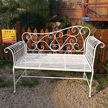 Panchina da giardino per terrazza Panchine da giardino per il tempo libero all'aperto, panchina a 2 posti in ghisa resistente alle intemperie e antiruggine, panchina decorativa retrò con schienale e