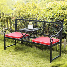 Panchina da Giardino per Esterno, Sedia con Seduta in Metallo e Veranda Panca con Schienale, Panca da Giardino Piazza Portico Percorso Cortile Prato Decor Sedia per 2-3 Persone
