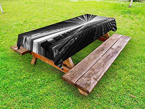 ABAKUHAUS Architettura Tovaglia da Esterno, Monotono Scene Verso l'Alto, Tovaglia da Picnic Lavabile Decorativa, 145 cm x 210 cm, Antracite e Pale Taupe