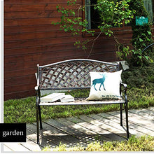 Panca da Giardino da Esterno Panche In Metallo Per Terrazze,Sedia Con Struttura In Fusione di Alluminio Panchina Del Parco,Doppia Seduta da Balcone Con Schienale,Capacità Portante 550 Libbre