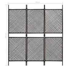 E E-NICES Paravento a 3 Pannelli in Polyrattan Marrone 180x200 cm
