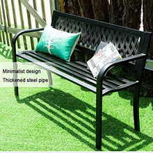 Panchina da giardino poltrona lounge, panchina da giardino in metallo a 3 posti sedile in ferro battuto con schienale e bracciolo, sedia per mobili da giardino terrazza esterna (con cuscino)
