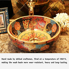 HEIFEN Lavabo, lavabo, Arte Astratta scrivania Rotonda sopra lavabo contatore lavabo Bagno casa Piazza Arte Classica, Stile Semplice Diametro 42 cm Alta 15 cm D