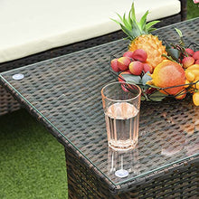 Outsunny Salotto da Giardino con Tavolo, 2 Poltrone e Divano 2 Posti, Set Mobile da Giardino in Rattan PE con Cuscini, Marrone e Bianco