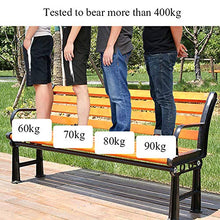 Outdoor Furniture Panchina 3 posti da Giardino terrazza da Esterno panchina da Parco, con Telaio in Legno e ghisa, con braccioli e Schienale Patio Balcone Veranda Sedia mobili