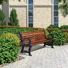 Giardino esterno panchina sedia, Anticorrosivo in legno massello metallo parco panca con schienale e braccioli, Panchine per lounge park per terrazze da giardino, Adatto per parchi, portici