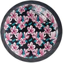 Il modello floreale rosa lascia il nero Pomelli per Porta Set di 4 Pomelli per Mobili Manopole per Cassetti Cucina Armadio Vetro