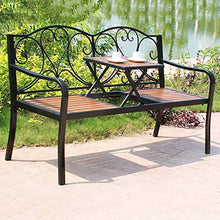 Panchina da Giardino in Ghisa Panchina da Giardino, Panca Lounge da Esterno Resistente Alle Intemperie con Tavolo Centrale Regolabile, Panca Retrò in Metallo a 2 Posti, Panchine Decorative da Prato
