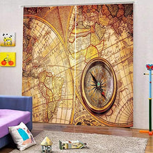Mondiale Bussola Tenda, Mappa del Mondo Compass Tenda, Blackout Mappa 3D Compass Cortina for Soggiorno Camera da Letto Albergo Compass Curtain(2 Pannelli) Tende da Esterno