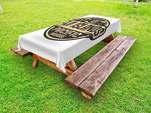 ABAKUHAUS Fiji Tovaglia da Esterno, Benvenuti Isole Fiji Paradise, Tovaglia da Picnic Lavabile Decorativa, 145 cm x 210 cm, Scuro Talpa Pallido Camel