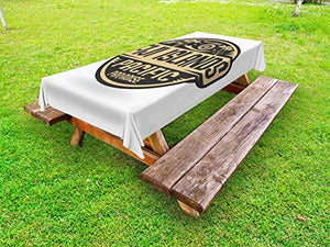 ABAKUHAUS Fiji Tovaglia da Esterno, Benvenuti Isole Fiji Paradise, Tovaglia da Picnic Lavabile Decorativa, 145 cm x 210 cm, Scuro Talpa Pallido Camel
