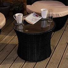 Home Discount, set di mobili da giardino in rattan, 2 posti, colore: nero e crema, per veranda, salotto, salotto, salotto, salotto, con piano in vetro, cuscini UKFR