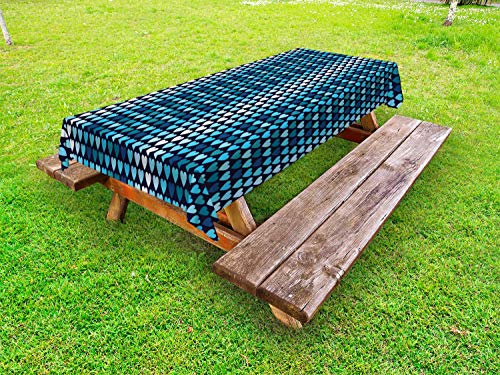 ABAKUHAUS Geometrico Tovaglia da Esterno, Blu Tonica di Forme di Cuore, Tovaglia da Picnic Lavabile Decorativa, 145 cm x 305 cm, Charcoal Grigio Multicolore