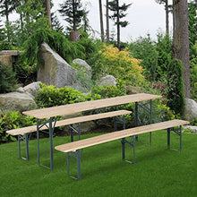 Outsunny Set Birreria da Giardino a 3pz Tavolo con 2 Panche Pieghevole in Legno di Abete