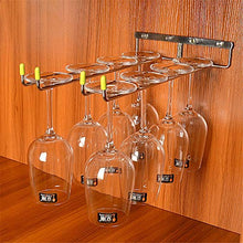 Huangjiahao - Porta Bicchieri da Vino da Parete, in Acciaio Inox, con 2 File di stemware per Cucina, Bar, casa