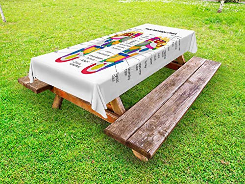 ABAKUHAUS Anatomia Umana Tovaglia da Esterno, Grafico colorato di Foot, Tovaglia da Picnic Lavabile Decorativa, 145 cm x 305 cm, Multicolore