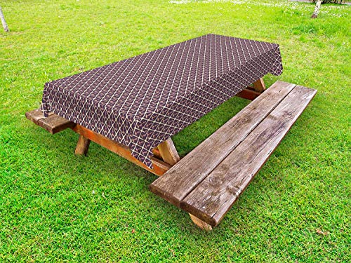 ABAKUHAUS Ancora Tovaglia da Esterno, Nautico in Rombi, Tovaglia da Picnic Lavabile Decorativa, 145 cm x 305 cm, Coral Crema di melanzane