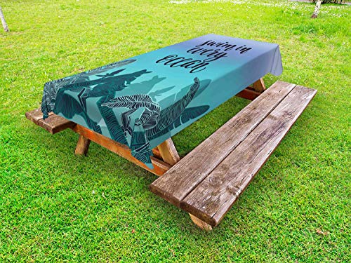 ABAKUHAUS Detto Tovaglia da Esterno, Nuotare in Tutti Gli oceani su Ombre, Tovaglia da Picnic Lavabile Decorativa, 145 cm x 265 cm, Multicolore