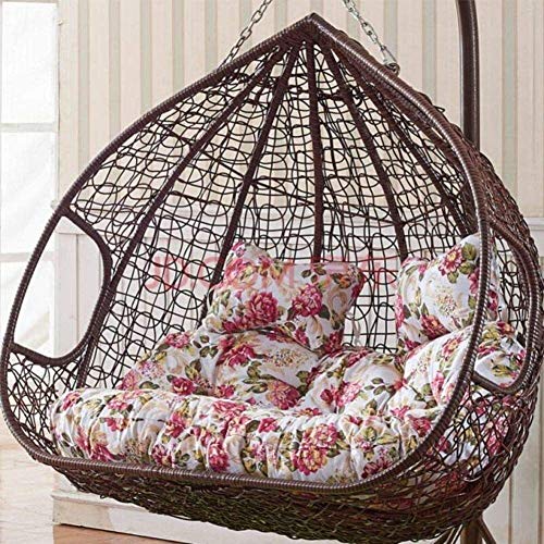 eewopjkj Cuscini del Sedile Nido d'uovo Cuscino Sedile e Cuscino Appeso Uovo Amaca Cuscino per Sedia Cuscini per Altalena in Vimini Rattan Tappetino Lavabile con Cerniera per 2 Persone per Esterno 55