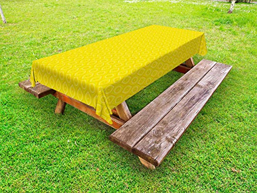 ABAKUHAUS aborigeno Tovaglia da Esterno, Yellow Monochrome Motif, Tovaglia da Picnic Lavabile Decorativa, 145 cm x 265 cm, Senape