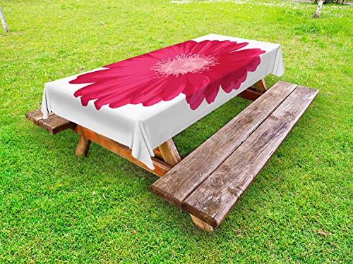 ABAKUHAUS Gerber Daisy Tovaglia da Esterno, Vicino Fiore, Tovaglia da Picnic Lavabile Decorativa, 145 cm x 265 cm, Hot Pink Rosa Scuro