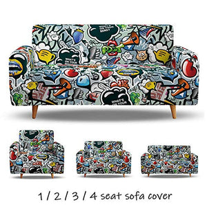 Tanboank Copridivano 3 Posti Elasticizzato Graffiti Grigi Copridivani Chaise Longue Relax Antimacchia Gatto AntiGraffio Copridivano Angolare Universale per divani con penisola 190-230 cm