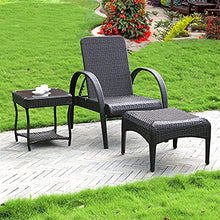 AAGYJ Sedia a Sdraio di Lusso in Vimini in Rattan, Sdraio con Tavolo da bistrot, Sedia reclinabile con Schienale Regolabile, Sedia reclinabile Resistente per Giardino Patio Patio