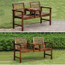 GaoF Panca retrò da Giardino da 55 Pollici, Retro Panca in Legno massello anticorrosivo, Doppio tavolino da caffè, Schienale con braccioli, Sedia da Portico per Panca da
