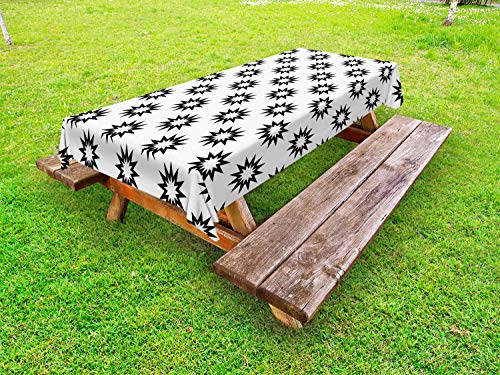 ABAKUHAUS Monocromatico Tovaglia da Esterno, Zigzag Blast Formazioni, Tovaglia da Picnic Lavabile Decorativa, 145 cm x 305 cm, Charcoal Grigio Multicolore