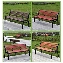 Panca da giardino per esterni panchina da terrazza, panchina da parco con schienale in legno in plastica anticorrosione, salotto da balcone con struttura in metallo e braccioli, può ospitare 2-3 per