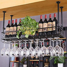 ZRCWW Bar unità scaffali Galleggiante a Parete scaffali Vino, Wine Bottle Holder soffitto Hanging Metallo Ferro Wine Glass Rack Calice Calici Rack (Color : Black, Size : 120×25cm(47×10inch))